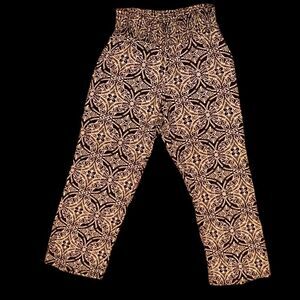 EST 1962 Size Large Black/Tan Smocked Waist Beach Pants